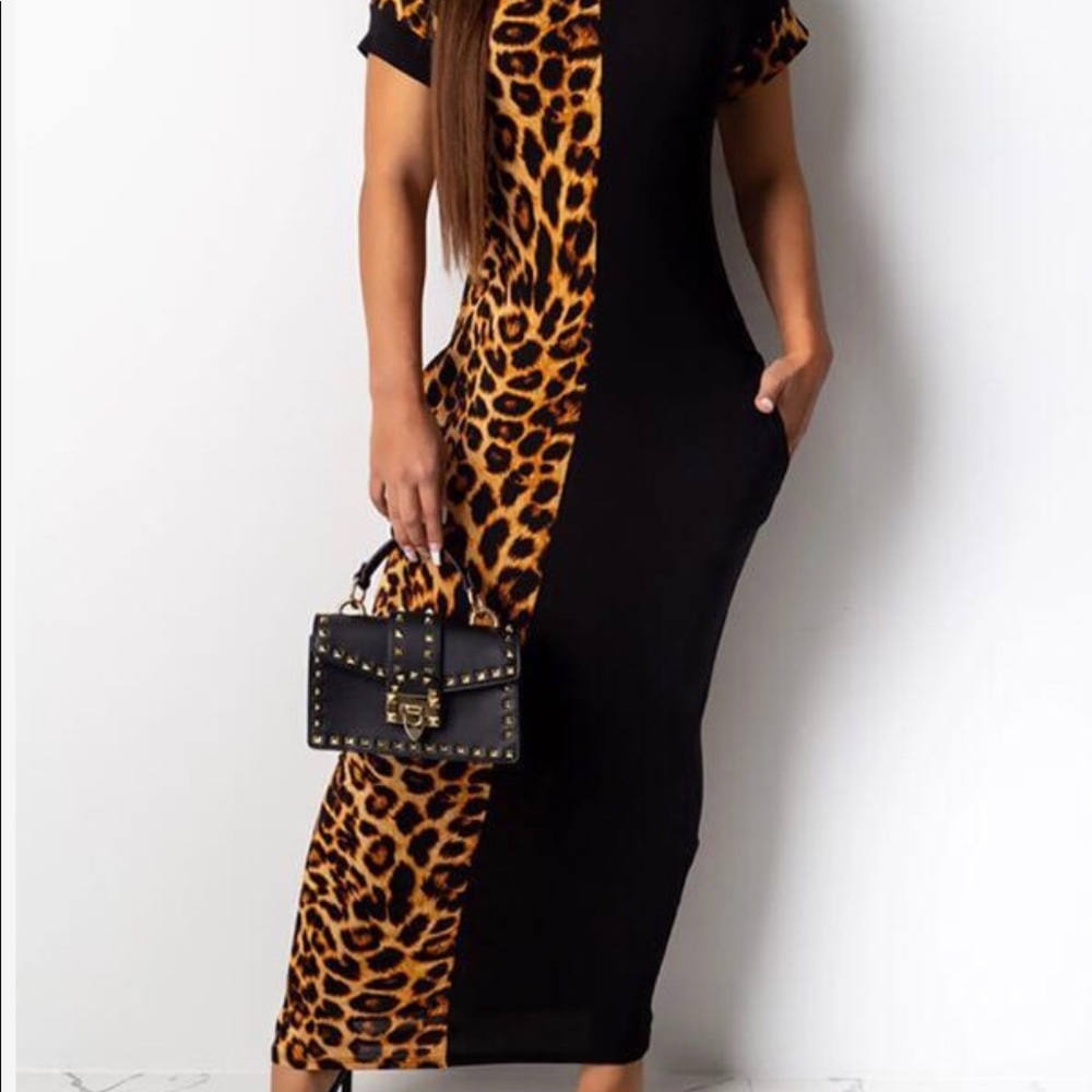 Leopard print combo dress